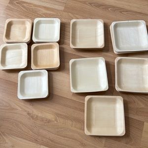New Square Palm Leaf  Bamboo Look paper Snack Plates. 50 small